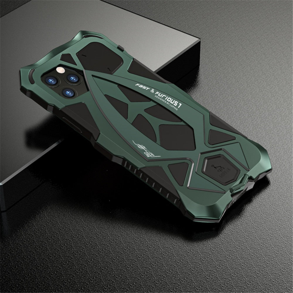 Silicone Phone Case for iPhone 11 Pro XS Max XR Case Metal Armor Roadster Phone Case Full Protection Round Coverage Case Cover.