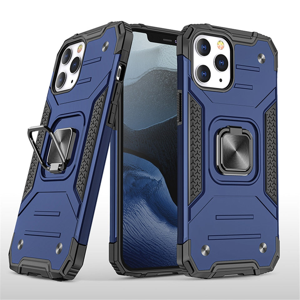 FTA Cases For iPhone 12 Pro Max 11Pro X XS XR 7 8 Plus Phone Shell Kickstand Silicone Shockproof Magnetic Car Holder Ring Phone Case.