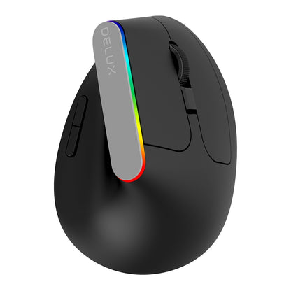 FTA Delux M618C Wireless Silent Ergonomic Vertical 6 Buttons Gaming Mouse USB Receiver RGB 1600 DPI Optical Mice With For PC Laptop and all kind of computers