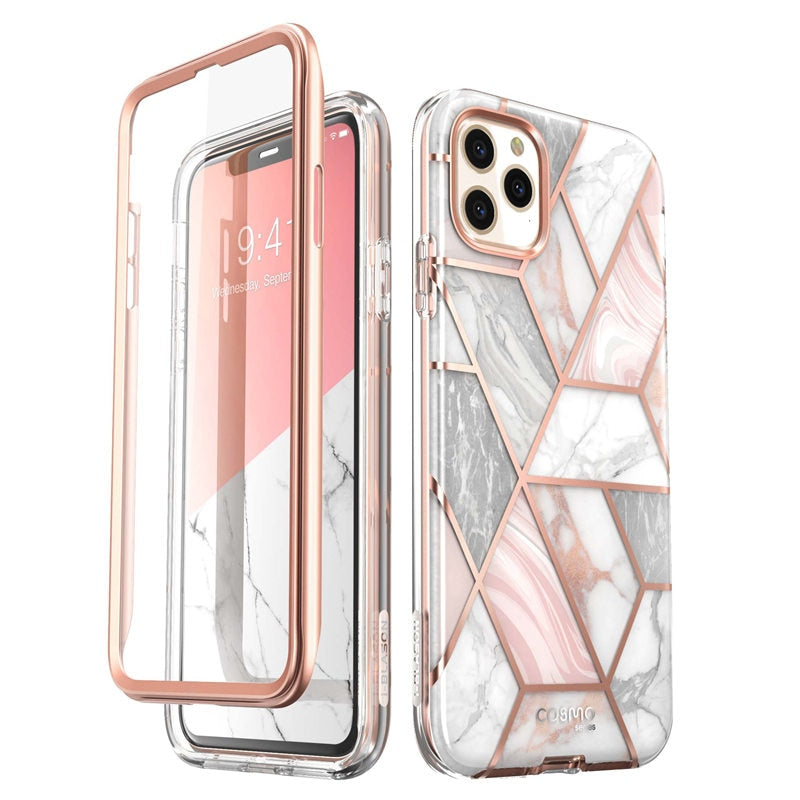 Case protector for iPhone 11 Pro Case 5.8" (2019) Cosmo Full-Body Shinning Glitter Marble Bumper Case with Built-in Screen Protector