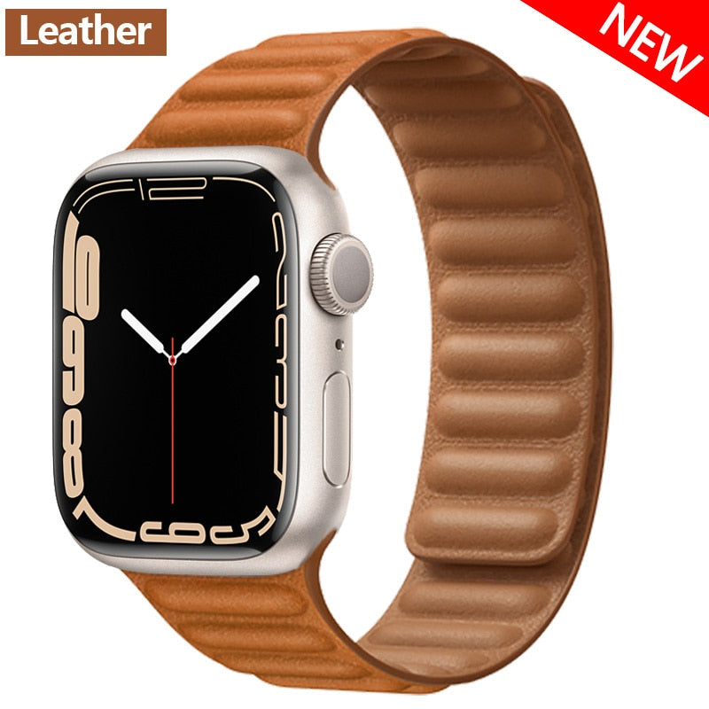 FTA Leather Link For Apple Watch Band 38mm 40mm 41mm  Original Magnetic Loop bracelet iWatch Series 8 Ultra 3 SE 6 7 Strap