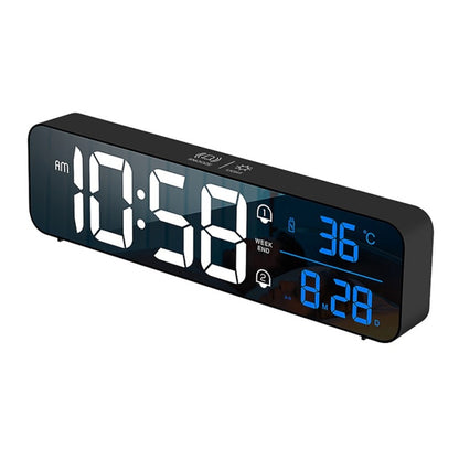 FTA LED Digital Alarm Clocks With Snooze Digital Temp Time Music Dual Clock With USB Charger Large Digit Display Brightness Dimmer