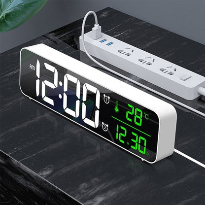 FTA LED Digital Alarm Clocks With Snooze Digital Temp Time Music Dual Clock With USB Charger Large Digit Display Brightness Dimmer