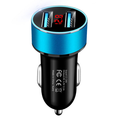 New 2023 3.1A Dual USB Port LCD Display Qucik Car Auto Mobile Phone Quick Port USB Fast Charger Adapter Fast Charge LCD Display