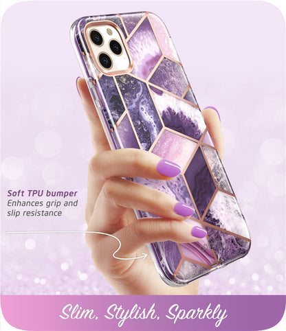 Case protector for iPhone 11 Pro Case 5.8" (2019) Cosmo Full-Body Shinning Glitter Marble Bumper Case with Built-in Screen Protector