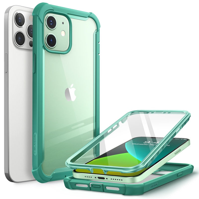 Case protector for iPhone 12 Case/12 Pro Case 6.1 inch (2020)  Full-Body Rugged Clear Bumper Cover with Built-in Screen Protector.