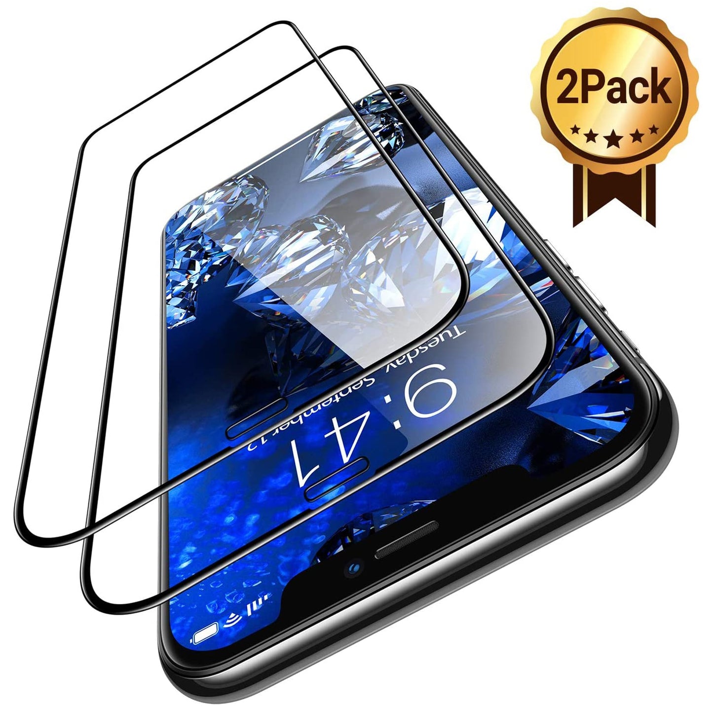 Diamonds Hard for iPhone 13 12 11 XR XS Pro Max Screen Protector, Clear Tempered Glass Screen Protector Film for iPhone 6 6S 7 8