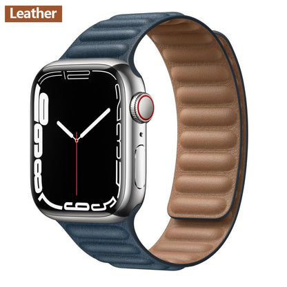 FTA Leather Link For Apple Watch Band 45mm 42mm 44mm  49mm Original Magnetic Loop bracelet iWatch Series 8 Ultra 3 SE 6 7 Strap