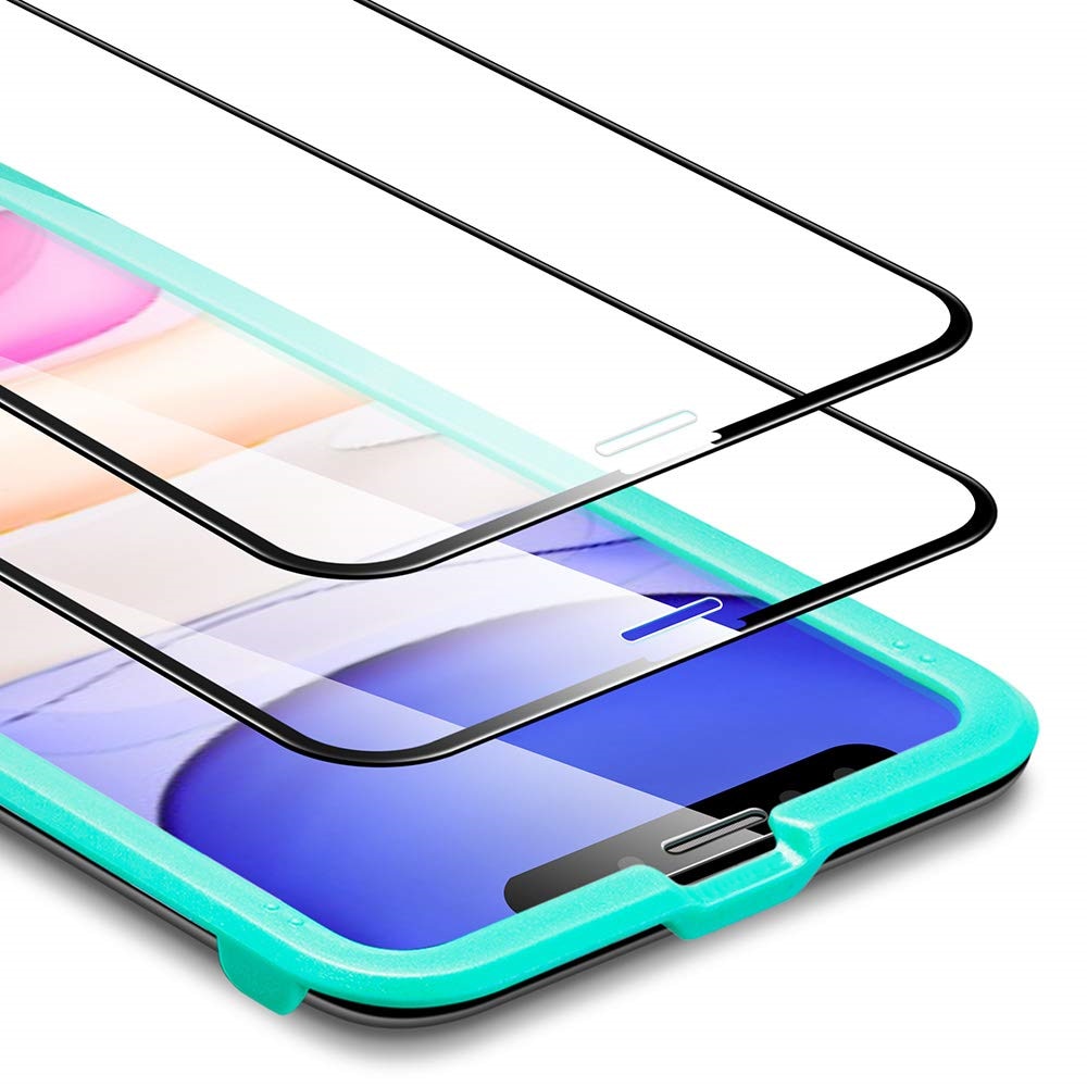 Full-Coverage Tempered-Glass Compatible for iPhone 11 2019 Screen Protector [2-Pack] [Easy Installation Frame] 3D Curved Edges