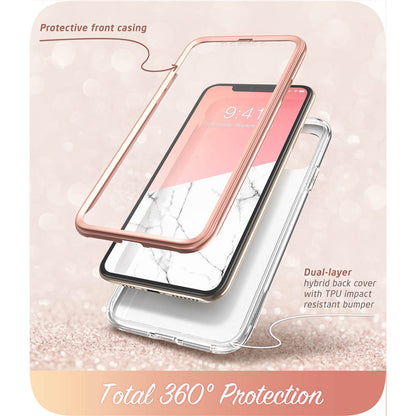 Case protector for iPhone 11 Pro Case 5.8" (2019) Cosmo Full-Body Shinning Glitter Marble Bumper Case with Built-in Screen Protector