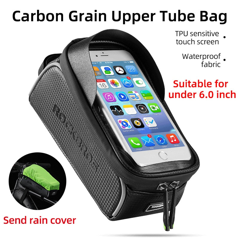 Bicycle Bag Cycling Front Tube Frame Bag Waterproof Top Tube Phone Bag MTB Road Bike Touch Screen 6.0 inch Phone Case