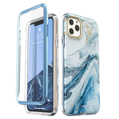 Case protector for iPhone 11 Pro Case 5.8" (2019) Cosmo Full-Body Shinning Glitter Marble Bumper Case with Built-in Screen Protector