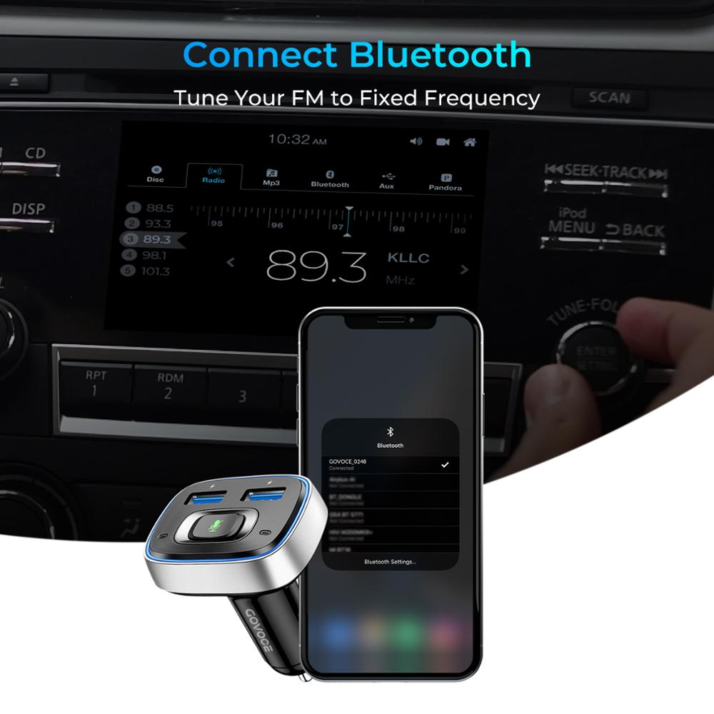 FTA Bluetooth Car Charger With Siri &amp; Google Voice Control Wireless Car Charger USB Fast Chargeres For Phone