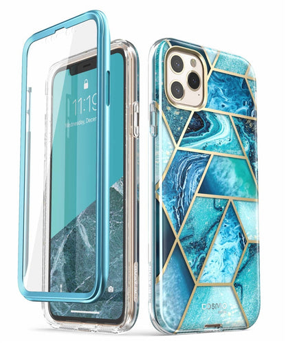 Case protector for iPhone 11 Pro Case 5.8" (2019) Cosmo Full-Body Shinning Glitter Marble Bumper Case with Built-in Screen Protector