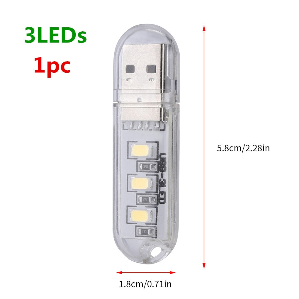 FTA Mini Portable USB LED Book Light DC5V Ultra Bright Reading Book Lamp 3leds 8leds Lights For Power Bank PC Laptop Notebook