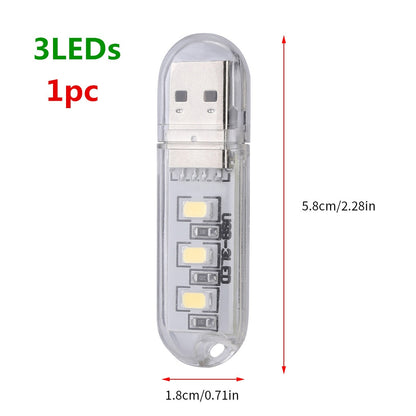 FTA Mini Portable USB LED Book Light DC5V Ultra Bright Reading Book Lamp 3leds 8leds Lights For Power Bank PC Laptop Notebook