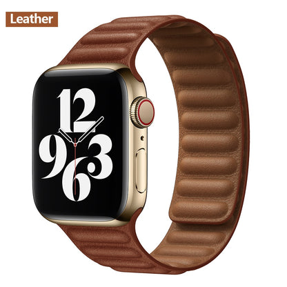 FTA Leather Link For Apple Watch Band 45mm 42mm 44mm  49mm Original Magnetic Loop bracelet iWatch Series 8 Ultra 3 SE 6 7 Strap