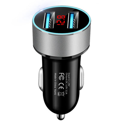 New 2023 3.1A Dual USB Port LCD Display Qucik Car Auto Mobile Phone Quick Port USB Fast Charger Adapter Fast Charge LCD Display