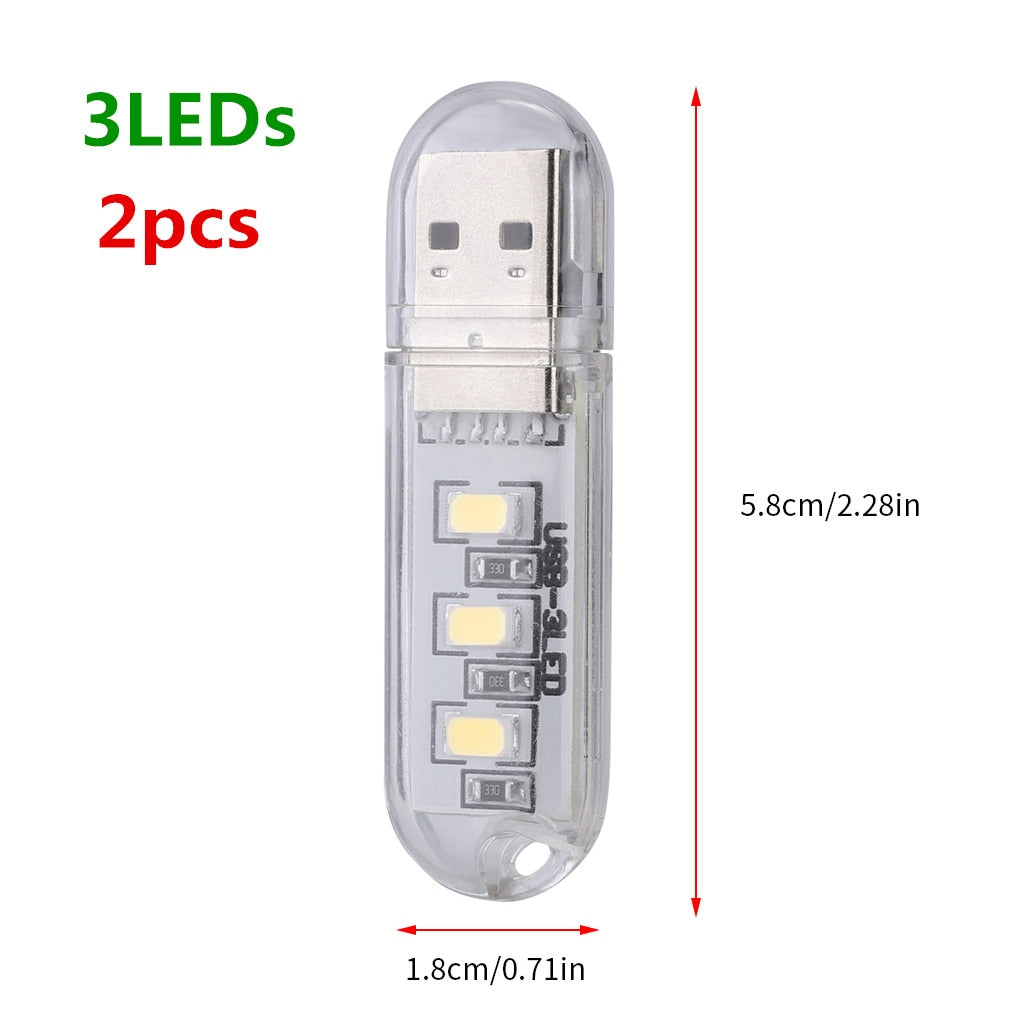 FTA Mini Portable USB LED Book Light DC5V Ultra Bright Reading Book Lamp 3leds 8leds Lights For Power Bank PC Laptop Notebook