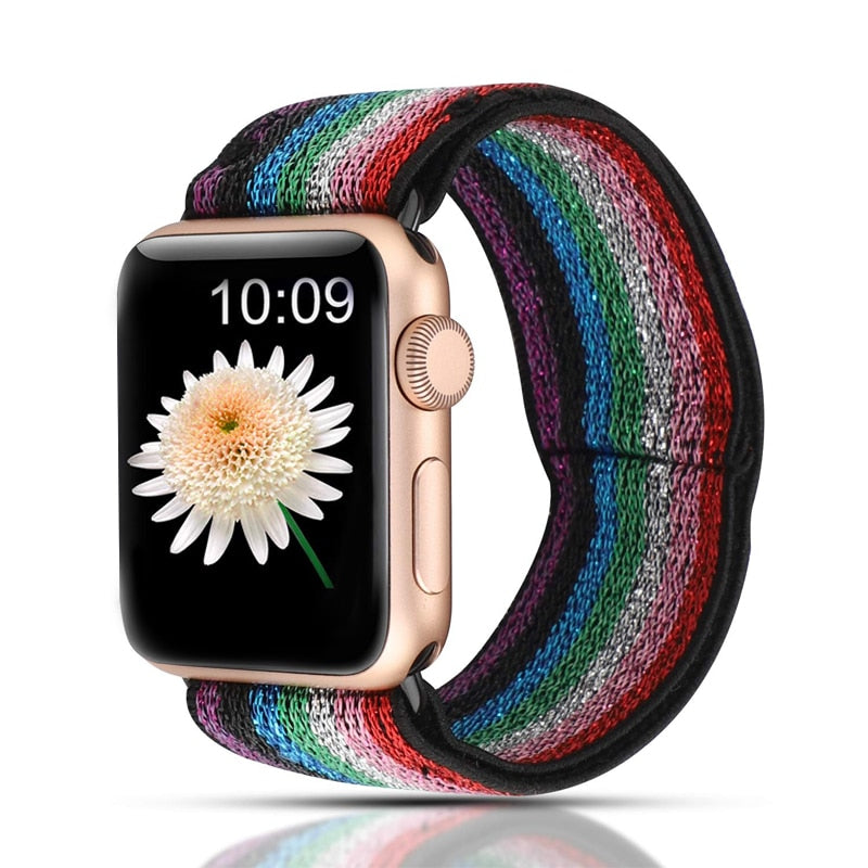 FTA Elasticity nylon strap for apple watch band 38mm 40mm 42mm 44mm 45mm 41mm iwatch 7/6/SE/5/4/3/2 bracelet Double-Layer Stretch