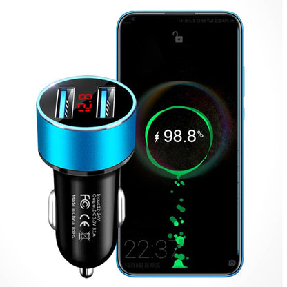 New 2023 3.1A Dual USB Port LCD Display Qucik Car Auto Mobile Phone Quick Port USB Fast Charger Adapter Fast Charge LCD Display