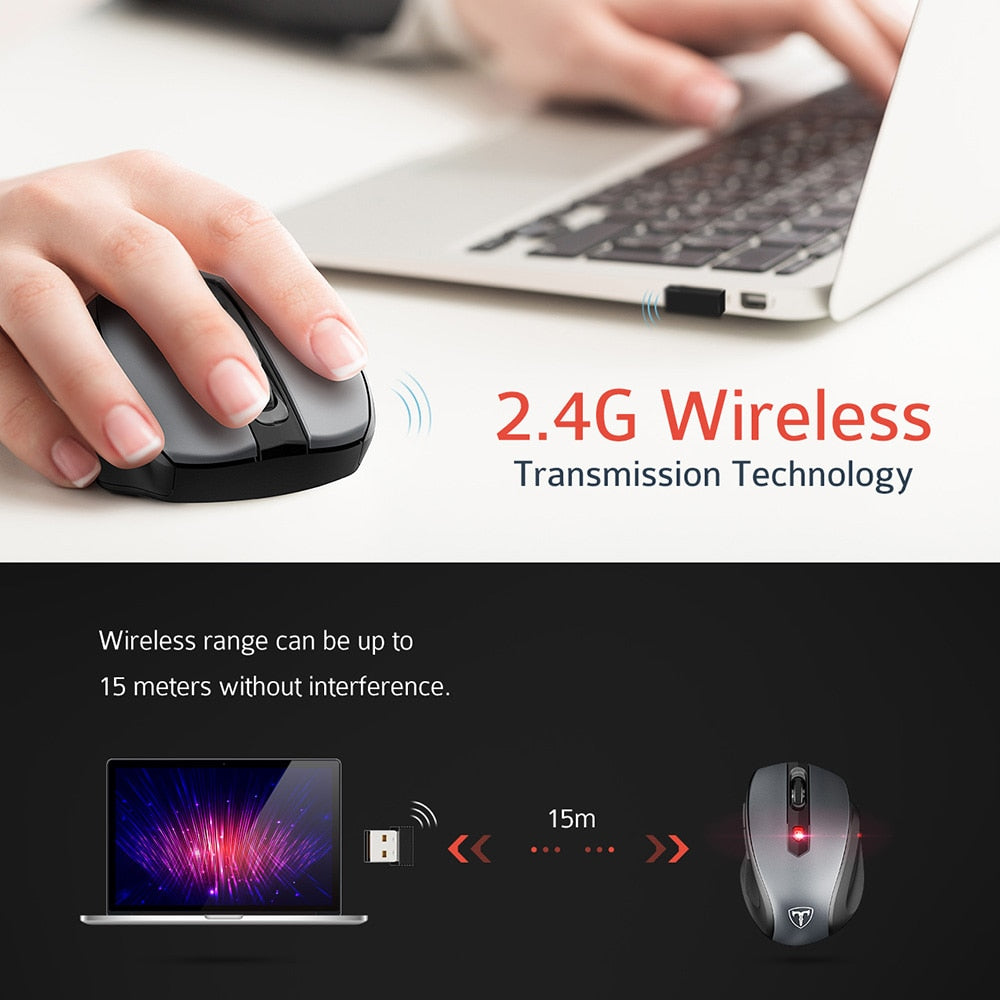 FTA MM057 Wireless Mouse 2.4Ghz Ergonomic Design Optical Mice 6 Buttons 2400 DPI Energy Saving For PC Laptop Computer Mouse