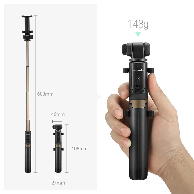 BW-BS3 bluetooth-compatible Selfie Stick Tripod Remote Control Flexible Selfie Stick Stabilizer for iphone