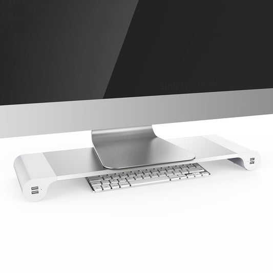 Desktop Monitor Notebook Laptop Stand Space Bar Non-slip Desk Riser with 4-ports USB Charger for iMac, MacBook Pro, Air