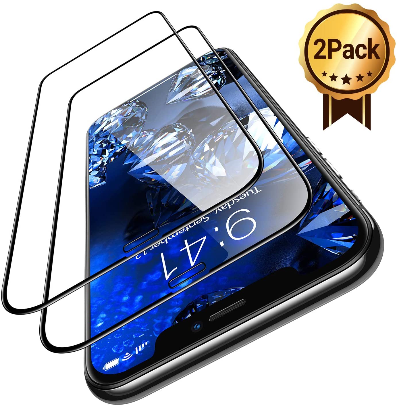 Diamonds Hard for iPhone 13 12 11 XR XS Pro Max Screen Protector, Clear Tempered Glass Screen Protector Film for iPhone 6 6S 7 8