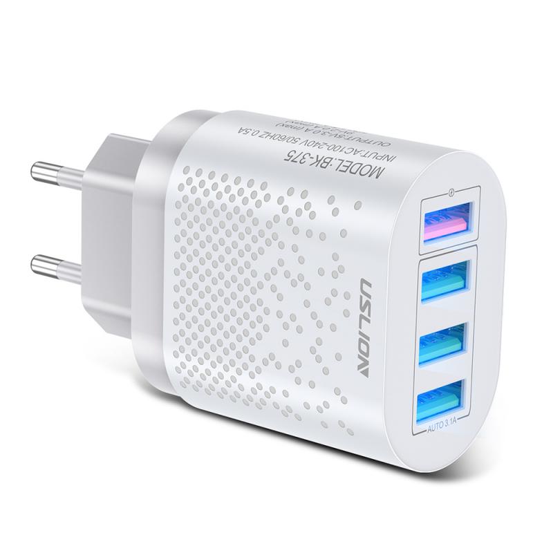 FTA EU/US Plug USB Charger 3A Quik Charge 3.0 Mobile Phone Charger For iPhone 11 Samsung Xiaomi 4 Port 48W Fast Wall Chargers