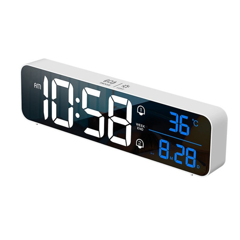 FTA LED Digital Alarm Clocks With Snooze Digital Temp Time Music Dual Clock With USB Charger Large Digit Display Brightness Dimmer