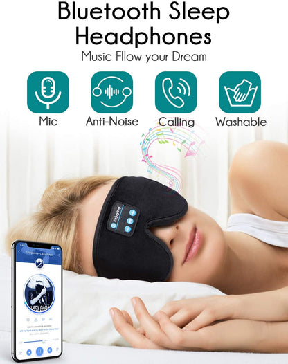 New 3D FTA confortable wireless music headphone sleep breathable smart eye mask Bluetooth headset call with mic for ios Android mac