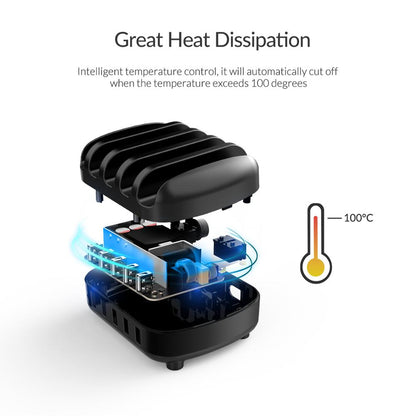 FTA 5 Ports USB Charging Station Dock with Holder 40W 5V2.4A USB Charging Free USB Cable for iPhone PC Tablet