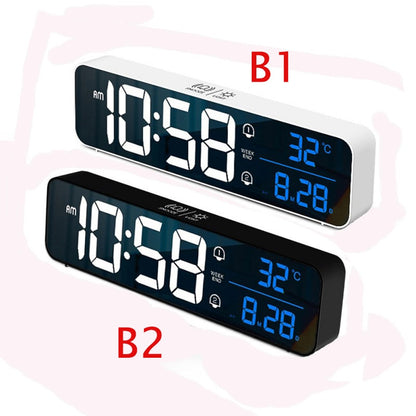 FTA LED Digital Alarm Clocks With Snooze Digital Temp Time Music Dual Clock With USB Charger Large Digit Display Brightness Dimmer