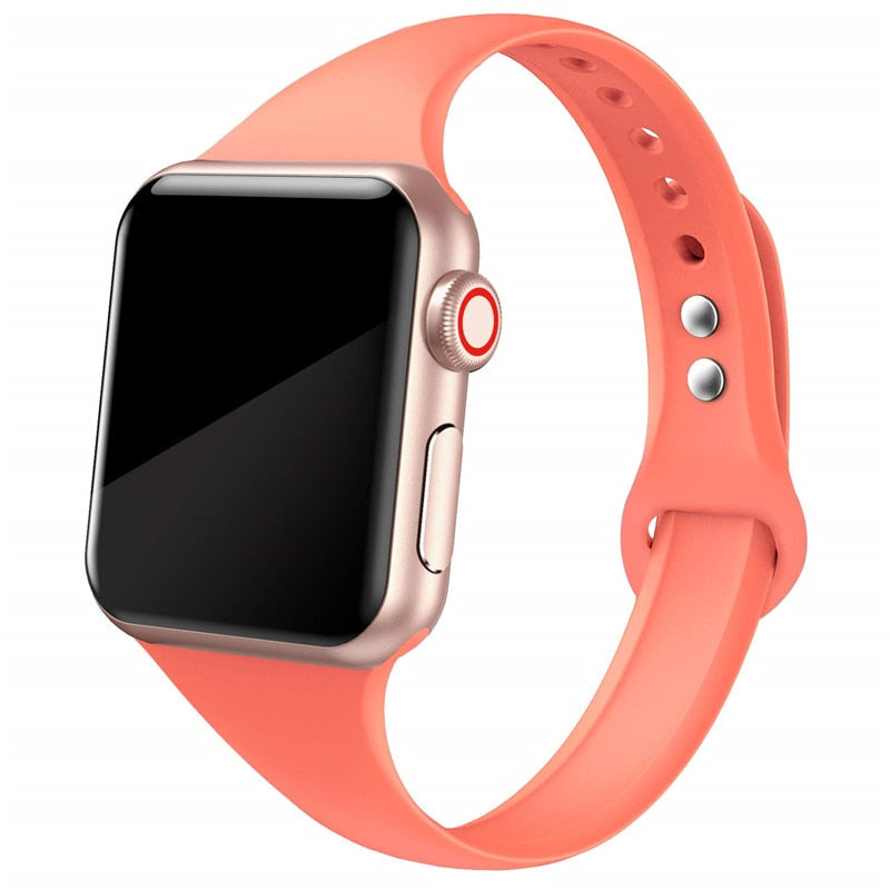 Slim strap FTA for Apple watch band 44mm 45mm 40mm 38mm 42 Silicone wrsit belt correa bracelet iWatch serie 4 3 se 6 7 41 45mm band