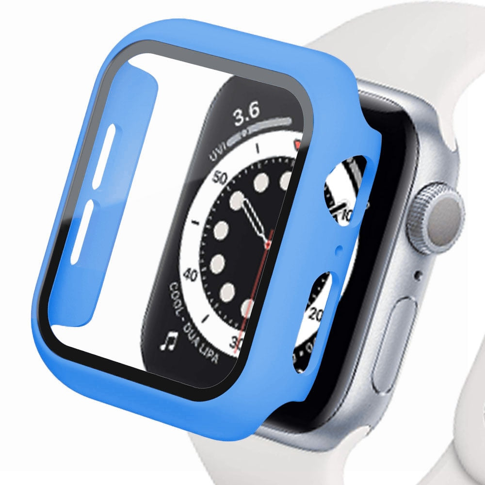 FTA Glass+Cover For Apple Watch case 45mm 41mm 44mm 40mm 42mm 38mm iWatch 8 3 6 SE Screen Protector Apple watch series 7 Accessories