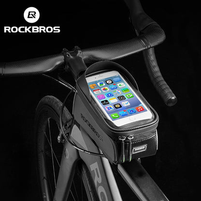 Bicycle Bag Cycling Front Tube Frame Bag Waterproof Top Tube Phone Bag MTB Road Bike Touch Screen 6.0 inch Phone Case