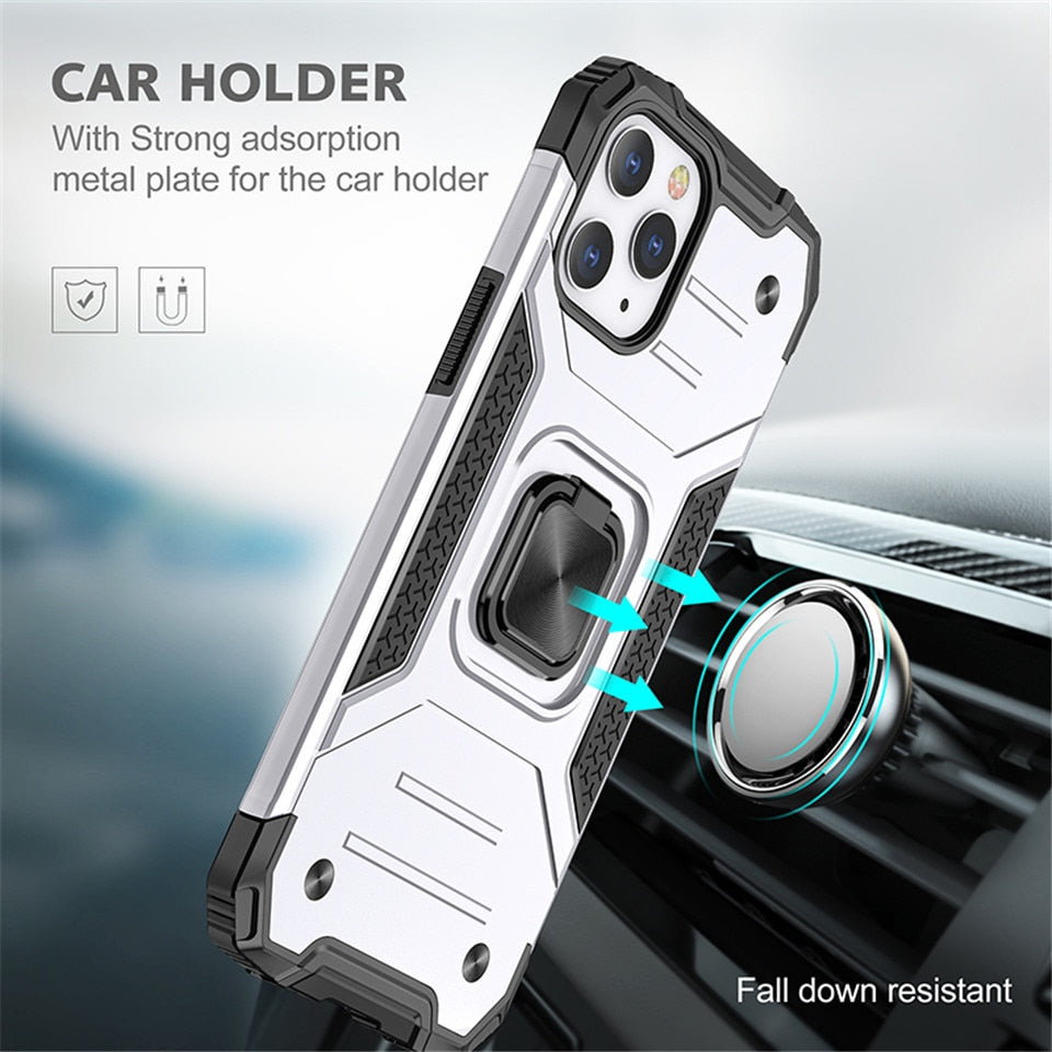 FTA Cases For iPhone 12 Pro Max 11Pro X XS XR 7 8 Plus Phone Shell Kickstand Silicone Shockproof Magnetic Car Holder Ring Phone Case.