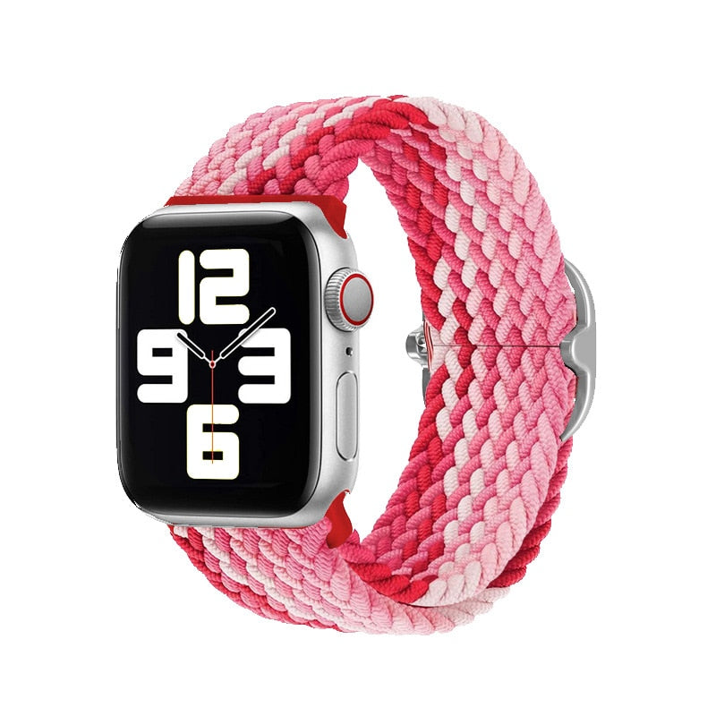 FTA Nylon Braided Solo Loop Strap for Apple Watch Band 38mm 40mm 42mm 44mm Sport Elastics Wristband for iWatch Series 6/5/4/3/2/1/SE