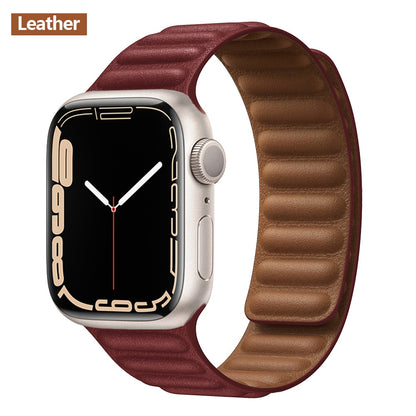 FTA Leather Link For Apple Watch Band 45mm 42mm 44mm  49mm Original Magnetic Loop bracelet iWatch Series 8 Ultra 3 SE 6 7 Strap