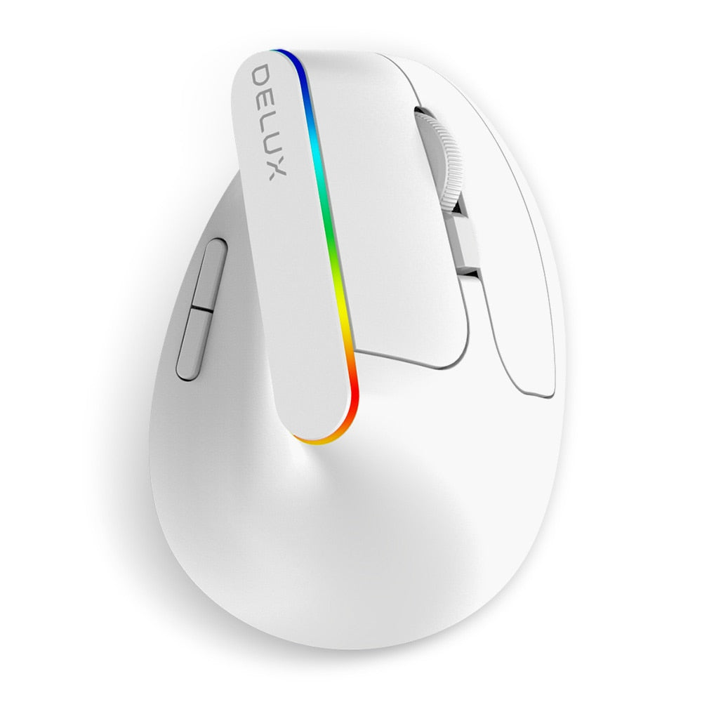 FTA Delux M618C Wireless Silent Ergonomic Vertical 6 Buttons Gaming Mouse USB Receiver RGB 1600 DPI Optical Mice With For PC Laptop and all kind of computers