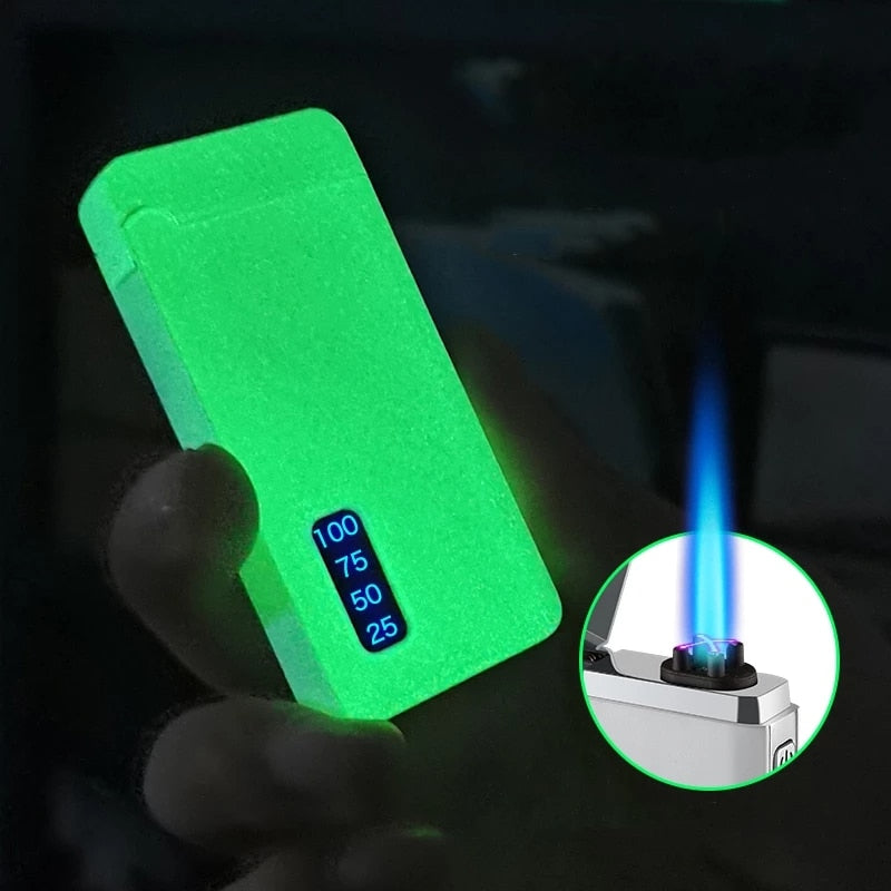 FTA New Windproof Metal USB Lighter Torch Turbo Lighter Jet Dual Arc LED Lighter Gas Chargeable Electric Butane Pipe Cigar Lighter