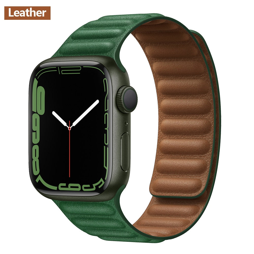 FTA Leather Link For Apple Watch Band 45mm 42mm 44mm  49mm Original Magnetic Loop bracelet iWatch Series 8 Ultra 3 SE 6 7 Strap