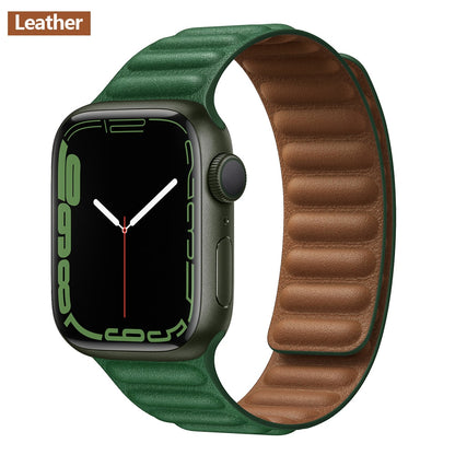 FTA Leather Link For Apple Watch Band 45mm 42mm 44mm  49mm Original Magnetic Loop bracelet iWatch Series 8 Ultra 3 SE 6 7 Strap