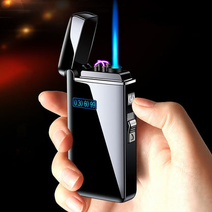 FTA New Windproof Metal USB Lighter Torch Turbo Lighter Jet Dual Arc LED Lighter Gas Chargeable Electric Butane Pipe Cigar Lighter