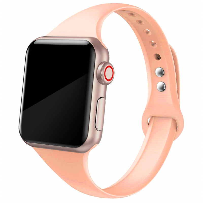 Slim strap FTA for Apple watch band 44mm 45mm 40mm 38mm 42 Silicone wrsit belt correa bracelet iWatch serie 4 3 se 6 7 41 45mm band