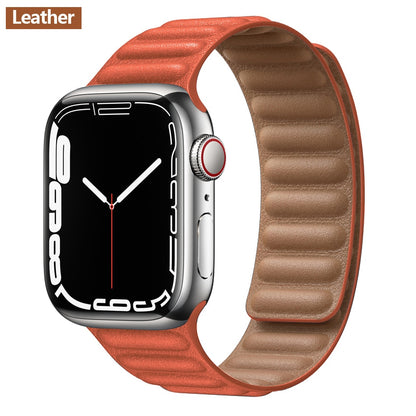 FTA Leather Link For Apple Watch Band 45mm 42mm 44mm  49mm Original Magnetic Loop bracelet iWatch Series 8 Ultra 3 SE 6 7 Strap