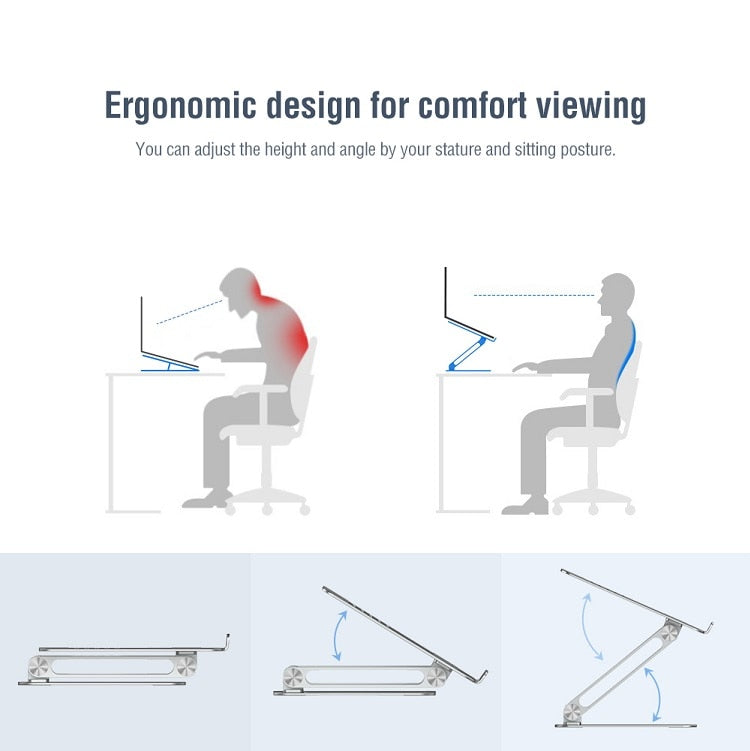 FTA Laptop Stand for bed work from home Adjustable Aluminium FTA Laptop Holder Stand Heat Release Foldable Laptop Notebook Stand