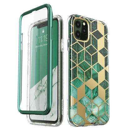 Case protector for iPhone 11 Pro Case 5.8" (2019) Cosmo Full-Body Shinning Glitter Marble Bumper Case with Built-in Screen Protector