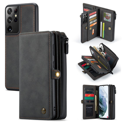 Detachable Wallet Case protector for Samsung Galaxy S21 Ultra S21+ 5G Leather Case Luxury Magnetic Card Holder Retro Cover for S21 5G